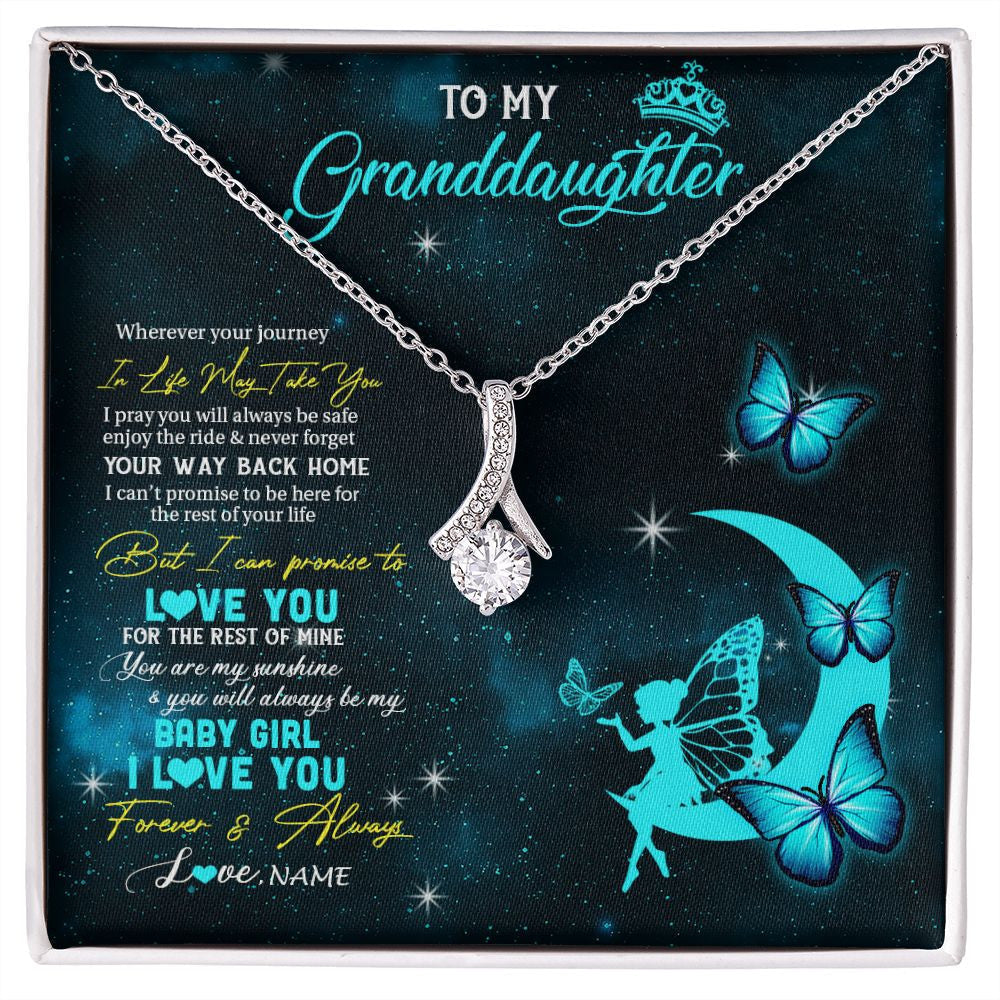 Personalized To My Granddaughter Necklace From Grandma Fairy Silhouette Fantasy Moon Granddaughter Birthday Christmas Customized Gift Box Message Card