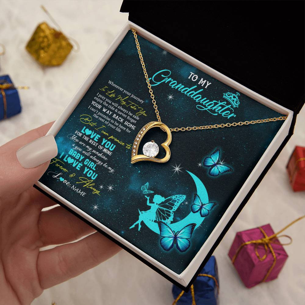 Personalized To My Granddaughter Necklace From Grandma Fairy Silhouette Fantasy Moon Granddaughter Birthday Christmas Customized Gift Box Message Card