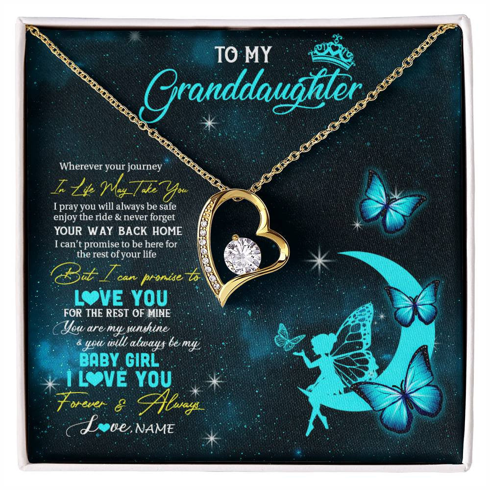 Personalized To My Granddaughter Necklace From Grandma Fairy Silhouette Fantasy Moon Granddaughter Birthday Christmas Customized Gift Box Message Card