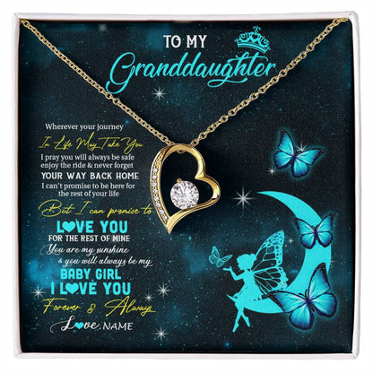 Personalized To My Granddaughter Necklace From Grandma Fairy Silhouette Fantasy Moon Granddaughter Birthday Christmas Customized Gift Box Message Card