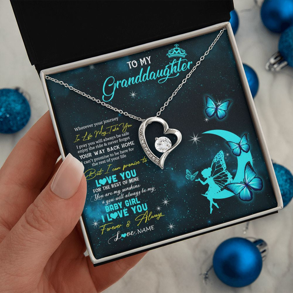 Personalized To My Granddaughter Necklace From Grandma Fairy Silhouette Fantasy Moon Granddaughter Birthday Christmas Customized Gift Box Message Card