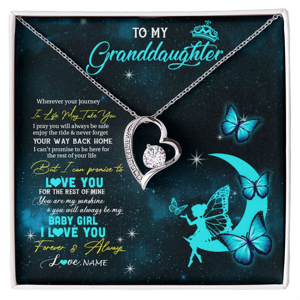 Personalized To My Granddaughter Necklace From Grandma Fairy Silhouette Fantasy Moon Granddaughter Birthday Christmas Customized Gift Box Message Card