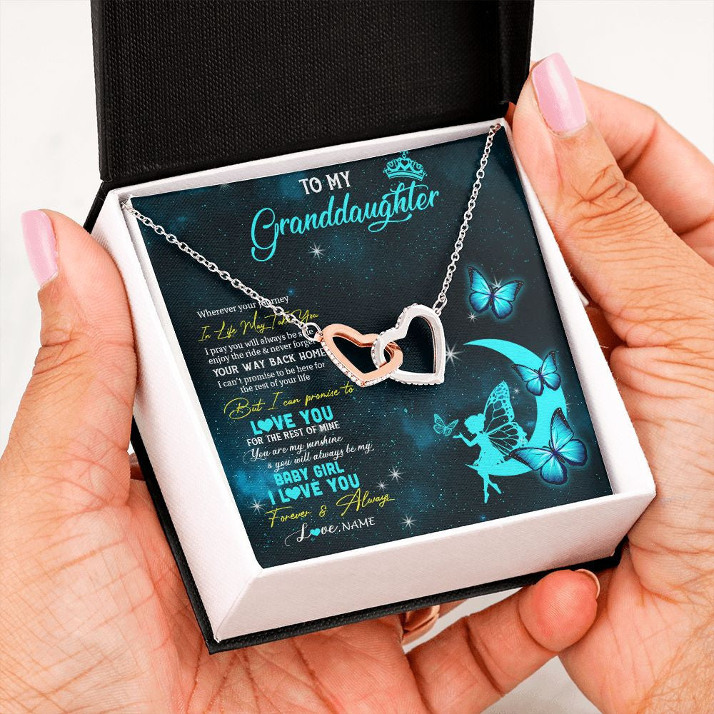 Personalized To My Granddaughter Necklace From Grandma Fairy Silhouette Fantasy Moon Granddaughter Birthday Christmas Customized Gift Box Message Card