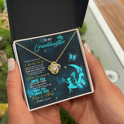 Personalized To My Granddaughter Necklace From Grandma Fairy Silhouette Fantasy Moon Granddaughter Birthday Christmas Customized Gift Box Message Card