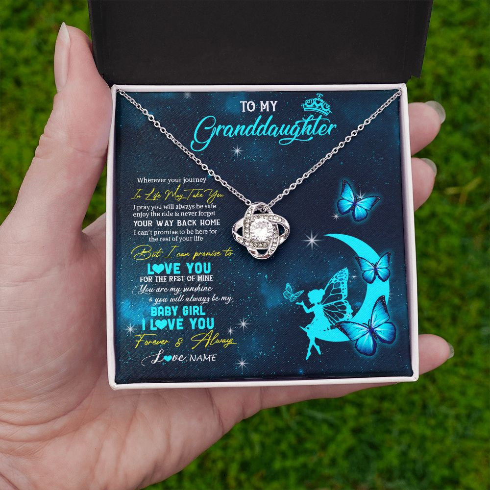 Personalized To My Granddaughter Necklace From Grandma Fairy Silhouette Fantasy Moon Granddaughter Birthday Christmas Customized Gift Box Message Card