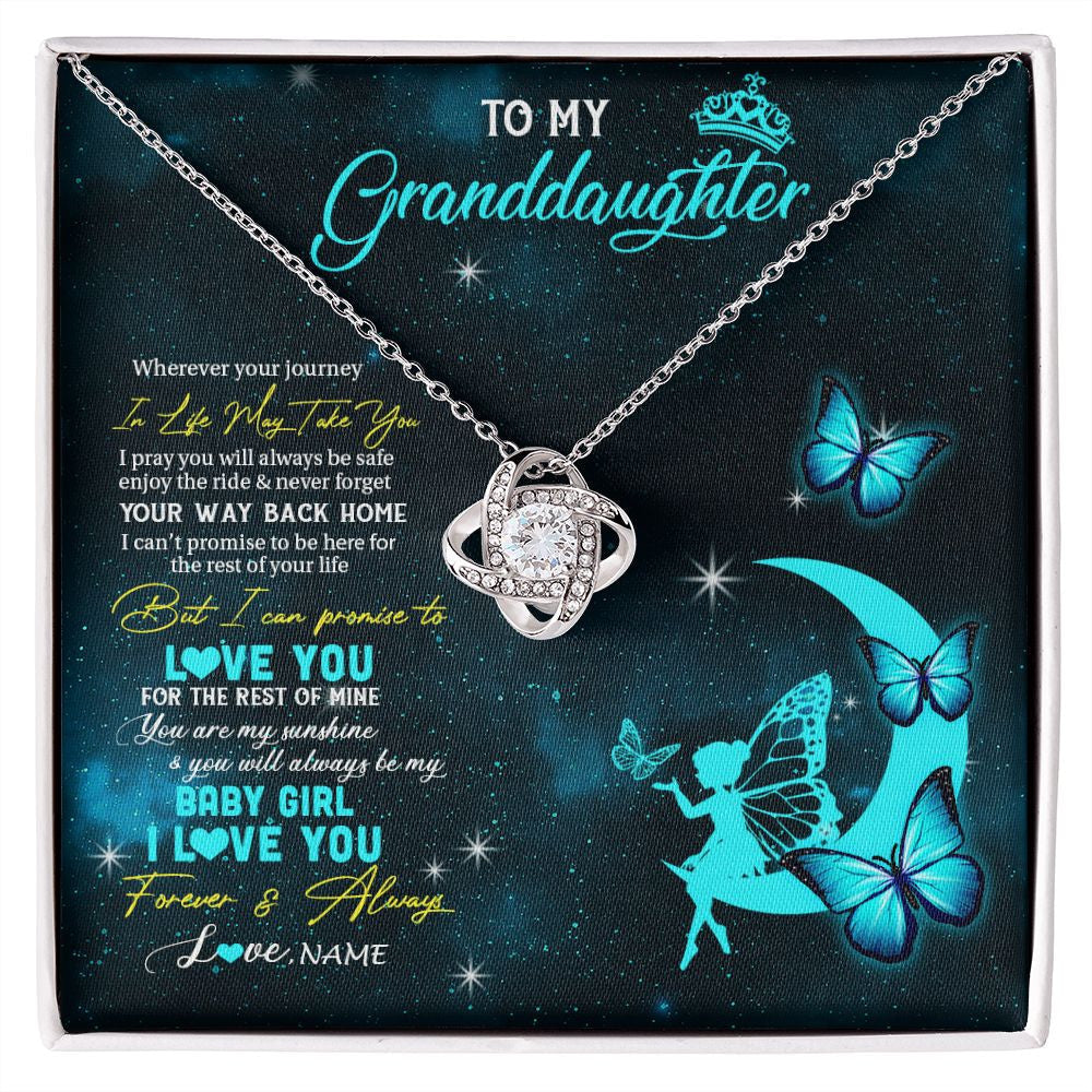 Personalized To My Granddaughter Necklace From Grandma Fairy Silhouette Fantasy Moon Granddaughter Birthday Christmas Customized Gift Box Message Card