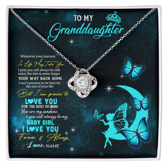 Personalized To My Granddaughter Necklace From Grandma Fairy Silhouette Fantasy Moon Granddaughter Birthday Christmas Customized Gift Box Message Card
