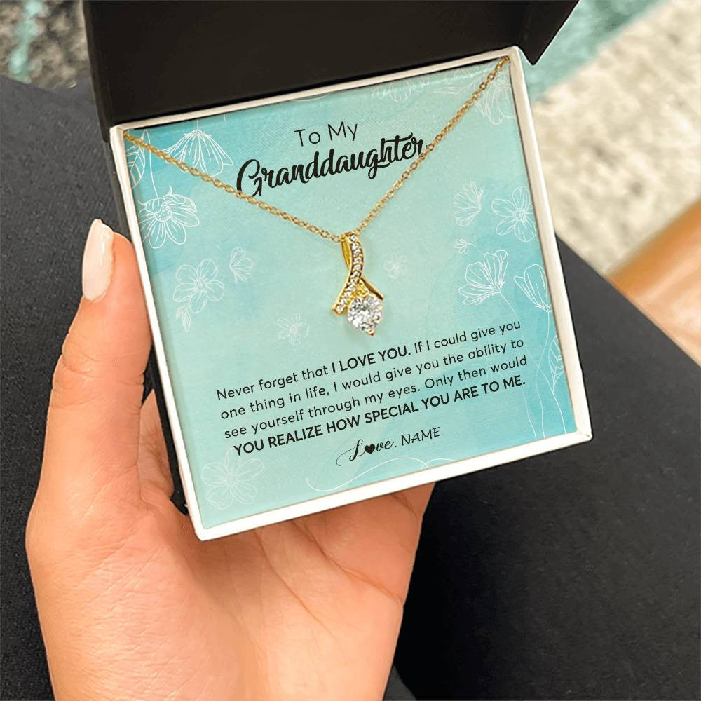 Personalized To My Granddaughter Necklace From Grandma Flower Never Forget I Love You Granddaughter Jewelry Graduation Birthday Customized Gift Box Message Card