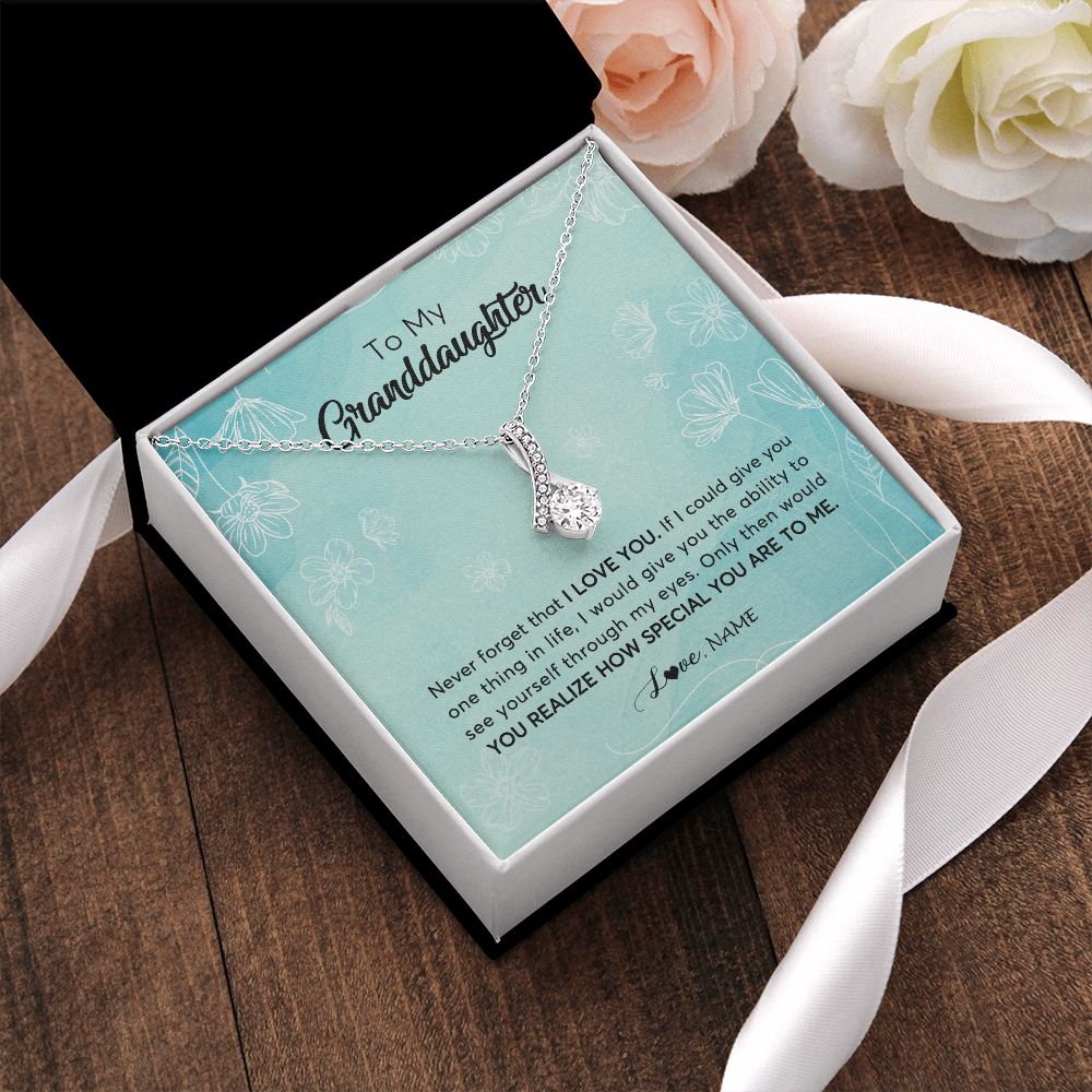Personalized To My Granddaughter Necklace From Grandma Flower Never Forget I Love You Granddaughter Jewelry Graduation Birthday Customized Gift Box Message Card