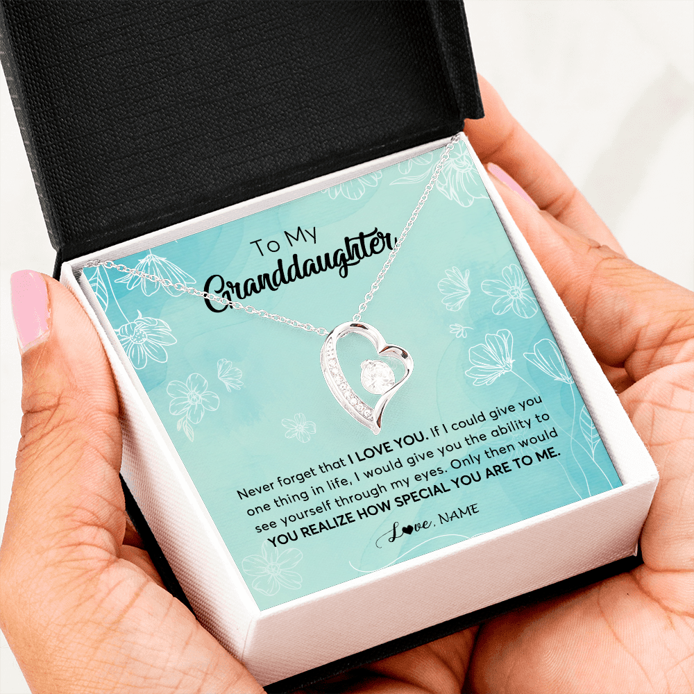 Personalized To My Granddaughter Necklace From Grandma Flower Never Forget I Love You Granddaughter Jewelry Graduation Birthday Customized Gift Box Message Card