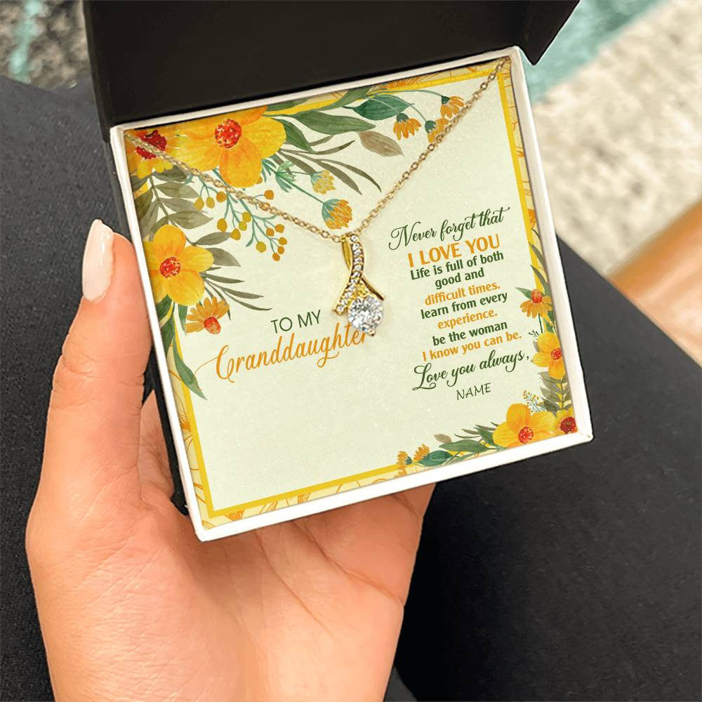 Personalized To My Granddaughter Necklace From Grandma Flower Never Forget That I Love You Granddaughter Birthday Christmas Customized Gift Box Message Card