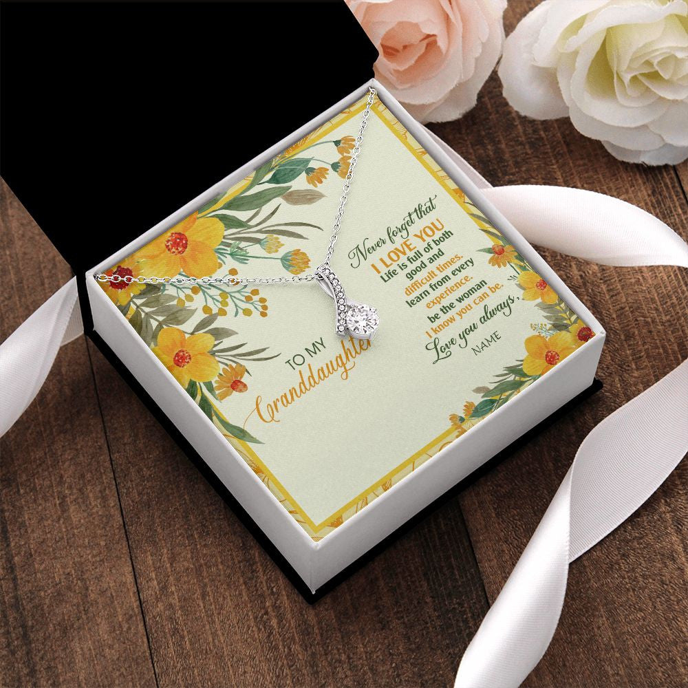 Personalized To My Granddaughter Necklace From Grandma Flower Never Forget That I Love You Granddaughter Birthday Christmas Customized Gift Box Message Card