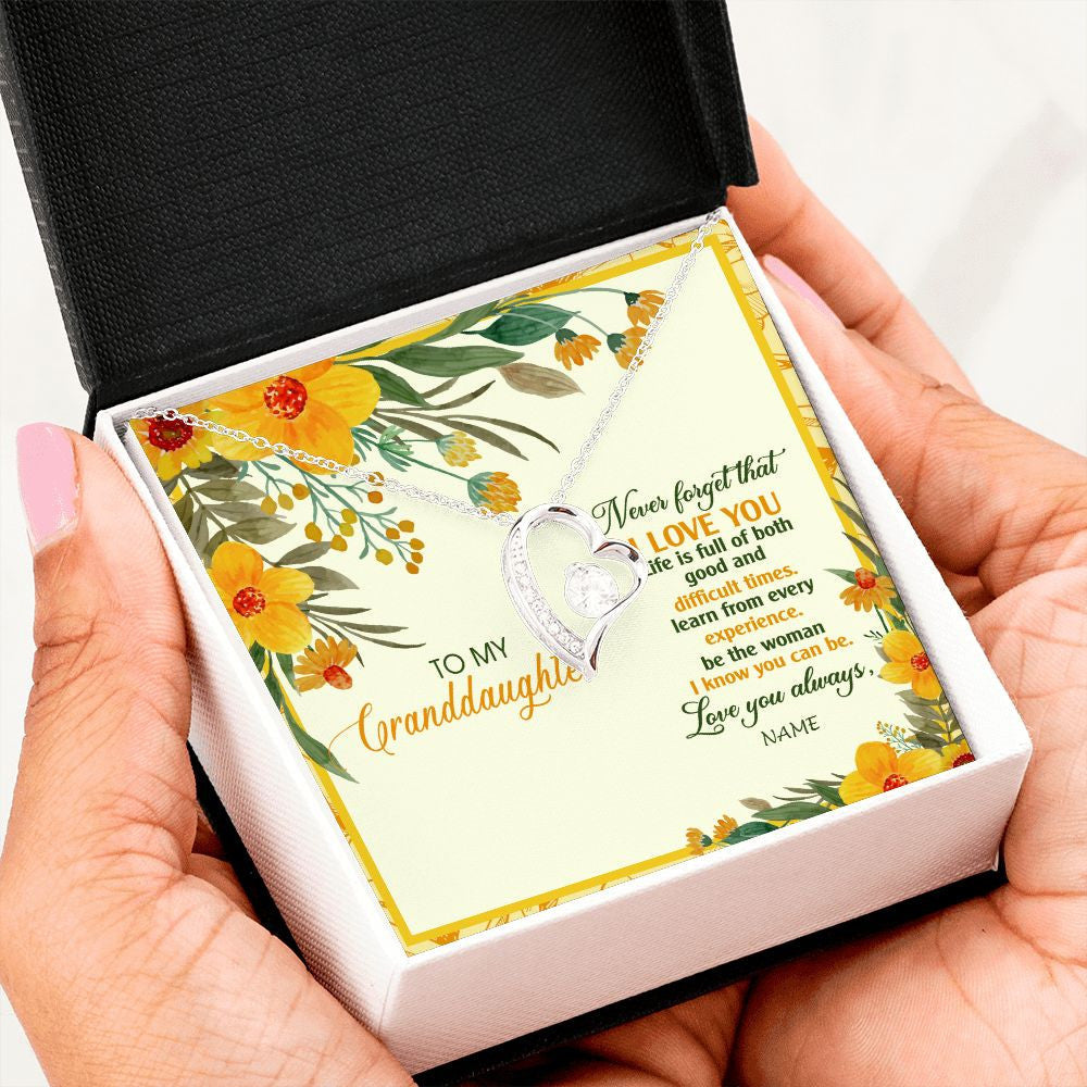 Personalized To My Granddaughter Necklace From Grandma Flower Never Forget That I Love You Granddaughter Birthday Christmas Customized Gift Box Message Card