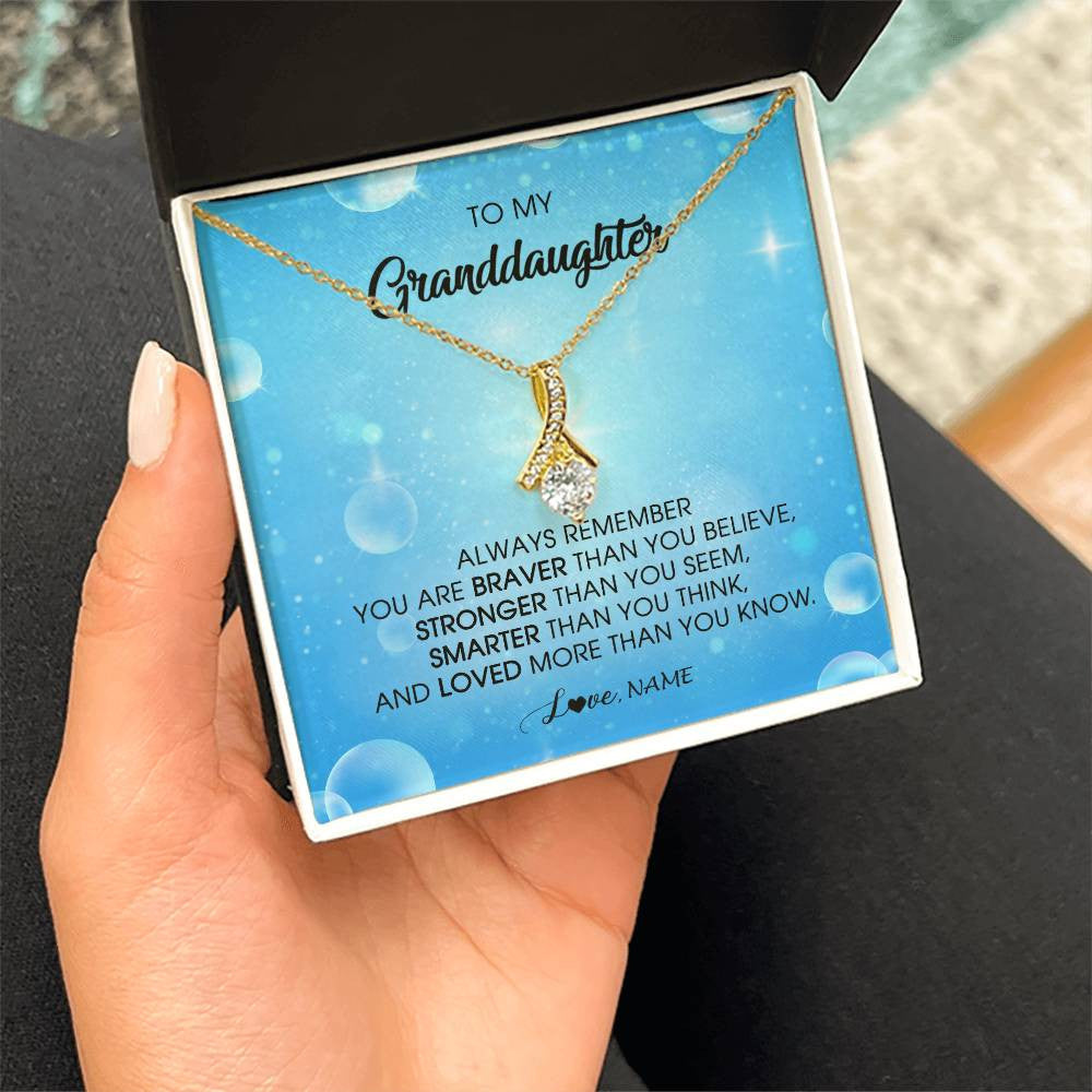 Personalized To My Granddaughter Necklace From Grandma Grandpa Always Remember You Are Braver Granddaughter Jewelry Birthday Christmas Customized Message Card