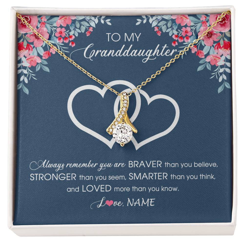 Personalized To My Granddaughter Necklace From Grandma Grandpa Braver Stronger Smarter Loved Granddaughter Jewelry Birthday Christmas Customized Message Card