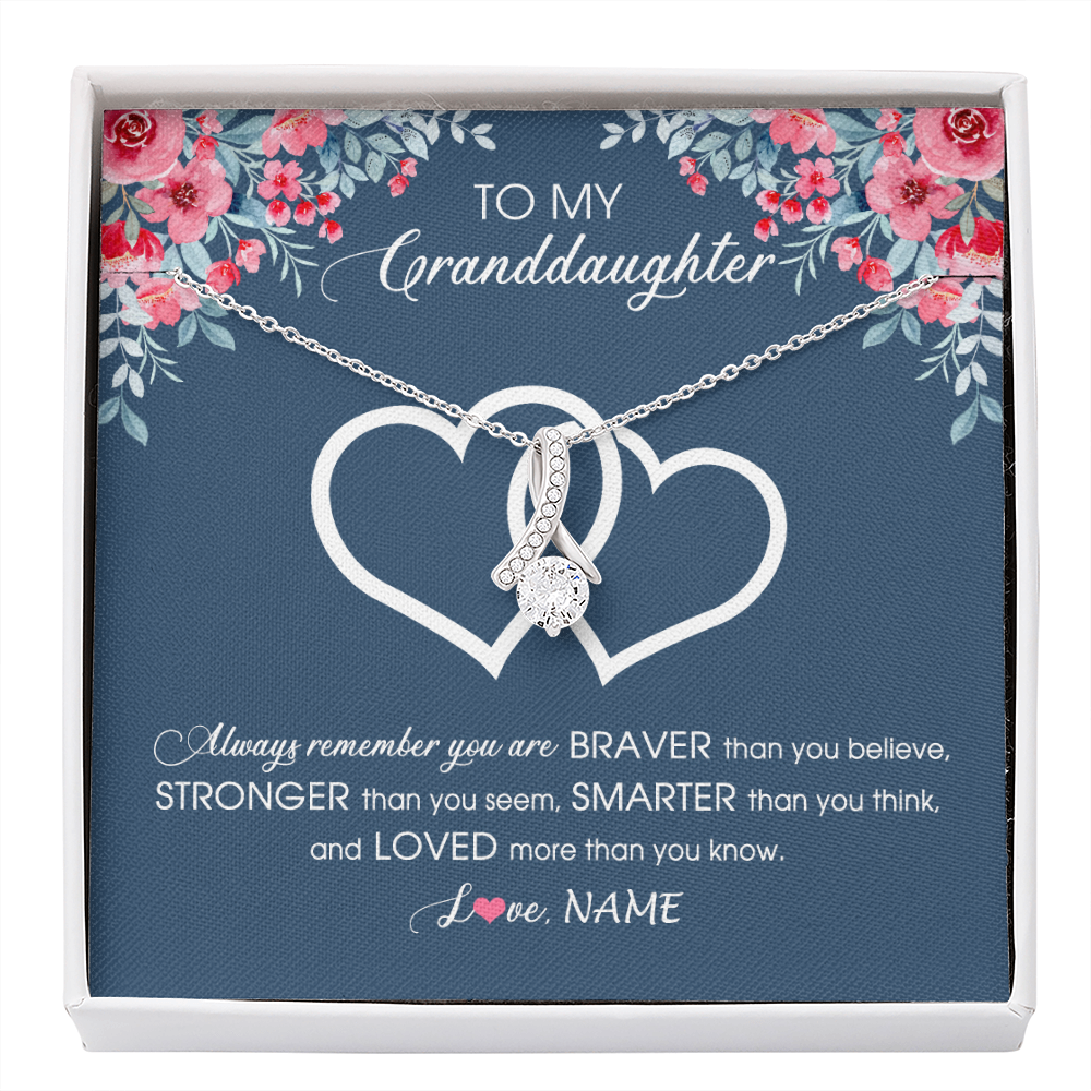Personalized To My Granddaughter Necklace From Grandma Grandpa Braver Stronger Smarter Loved Granddaughter Jewelry Birthday Christmas Customized Message Card