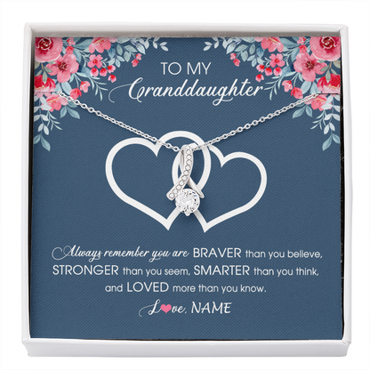 Personalized To My Granddaughter Necklace From Grandma Grandpa Braver Stronger Smarter Loved Granddaughter Jewelry Birthday Christmas Customized Message Card
