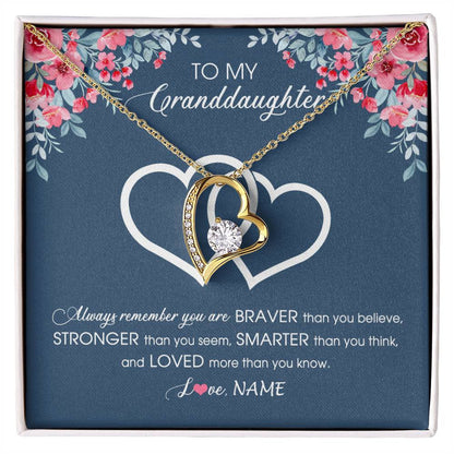 Personalized To My Granddaughter Necklace From Grandma Grandpa Braver Stronger Smarter Loved Granddaughter Jewelry Birthday Christmas Customized Message Card