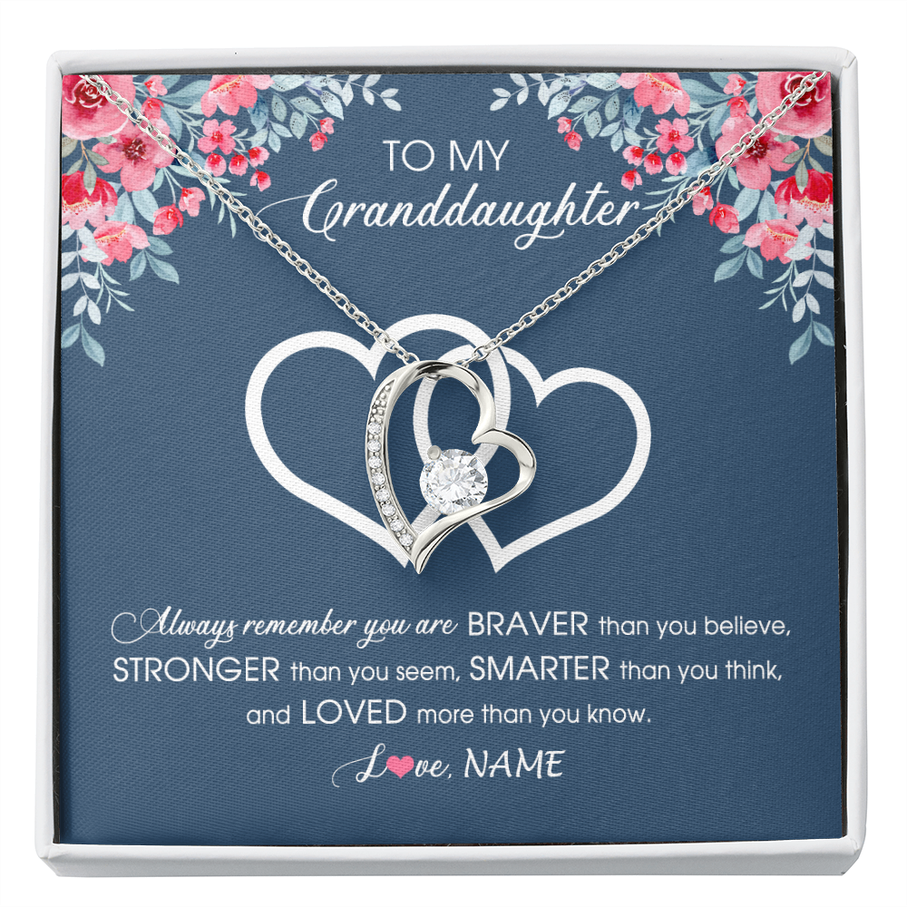 Personalized To My Granddaughter Necklace From Grandma Grandpa Braver Stronger Smarter Loved Granddaughter Jewelry Birthday Christmas Customized Message Card