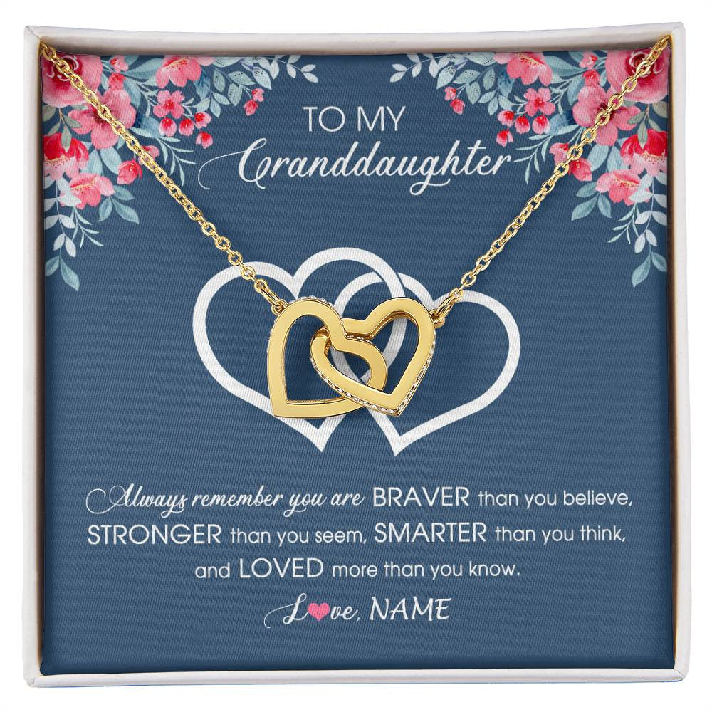 Personalized To My Granddaughter Necklace From Grandma Grandpa Braver Stronger Smarter Loved Granddaughter Jewelry Birthday Christmas Customized Message Card