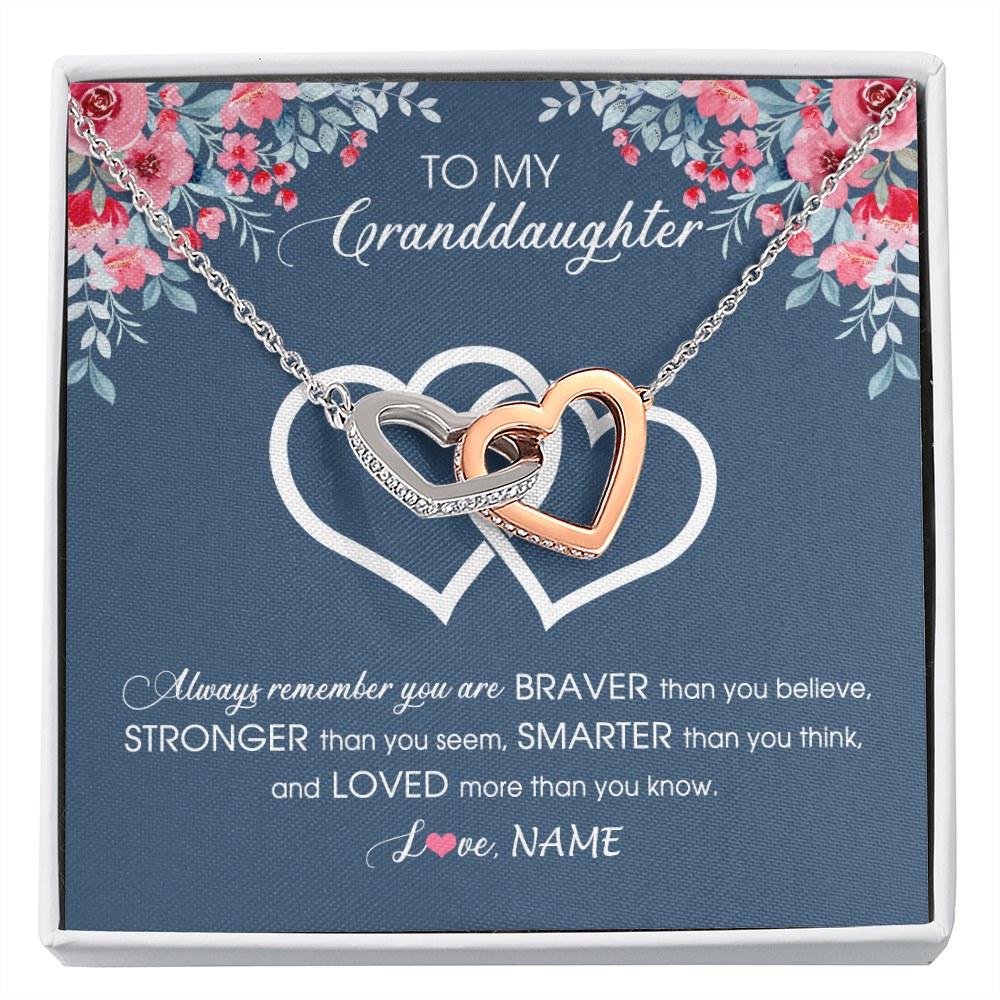 Personalized To My Granddaughter Necklace From Grandma Grandpa Braver Stronger Smarter Loved Granddaughter Jewelry Birthday Christmas Customized Message Card