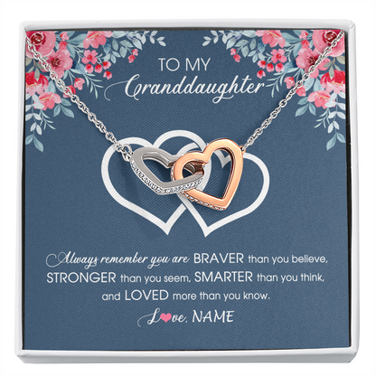 Personalized To My Granddaughter Necklace From Grandma Grandpa Braver Stronger Smarter Loved Granddaughter Jewelry Birthday Christmas Customized Message Card