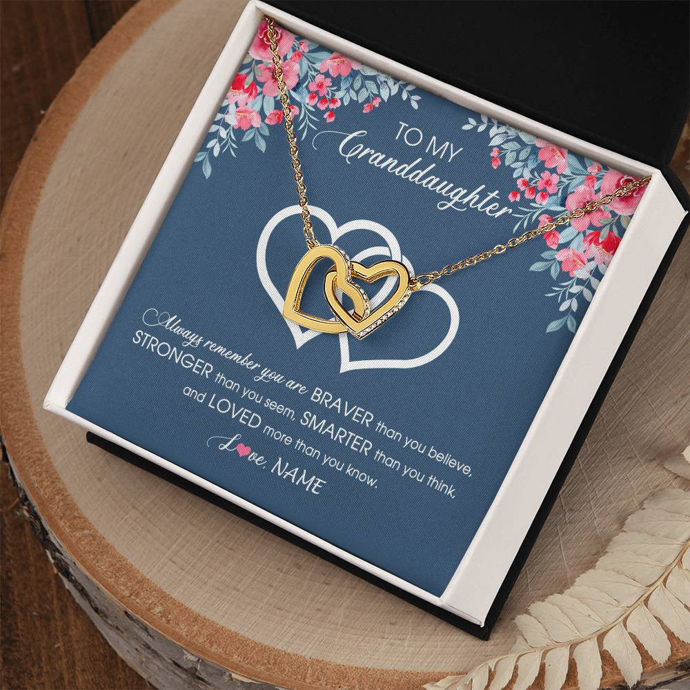 Personalized To My Granddaughter Necklace From Grandma Grandpa Braver Stronger Smarter Loved Granddaughter Jewelry Birthday Christmas Customized Message Card