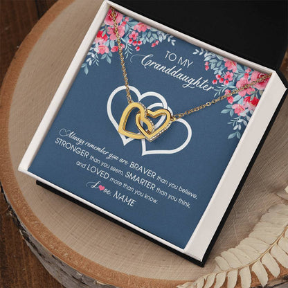 Personalized To My Granddaughter Necklace From Grandma Grandpa Braver Stronger Smarter Loved Granddaughter Jewelry Birthday Christmas Customized Message Card