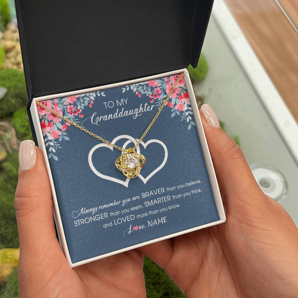 Personalized To My Granddaughter Necklace From Grandma Grandpa Braver Stronger Smarter Loved Granddaughter Jewelry Birthday Christmas Customized Message Card
