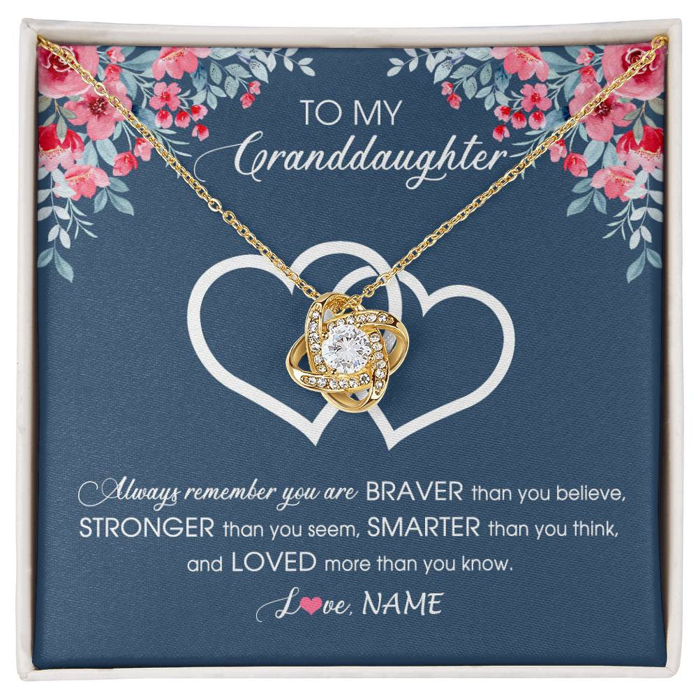 Personalized To My Granddaughter Necklace From Grandma Grandpa Braver Stronger Smarter Loved Granddaughter Jewelry Birthday Christmas Customized Message Card