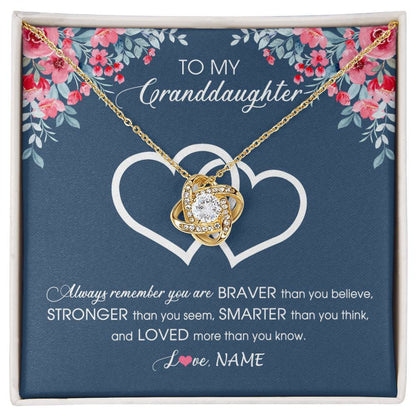 Personalized To My Granddaughter Necklace From Grandma Grandpa Braver Stronger Smarter Loved Granddaughter Jewelry Birthday Christmas Customized Message Card