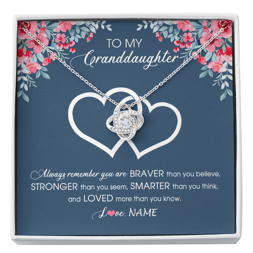 Personalized To My Granddaughter Necklace From Grandma Grandpa Braver Stronger Smarter Loved Granddaughter Jewelry Birthday Christmas Customized Message Card