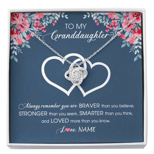 Personalized To My Granddaughter Necklace From Grandma Grandpa Braver Stronger Smarter Loved Granddaughter Jewelry Birthday Christmas Customized Message Card