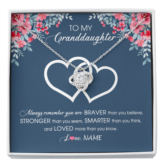 Personalized To My Granddaughter Necklace From Grandma Grandpa Braver Stronger Smarter Loved Granddaughter Jewelry Birthday Christmas Customized Message Card