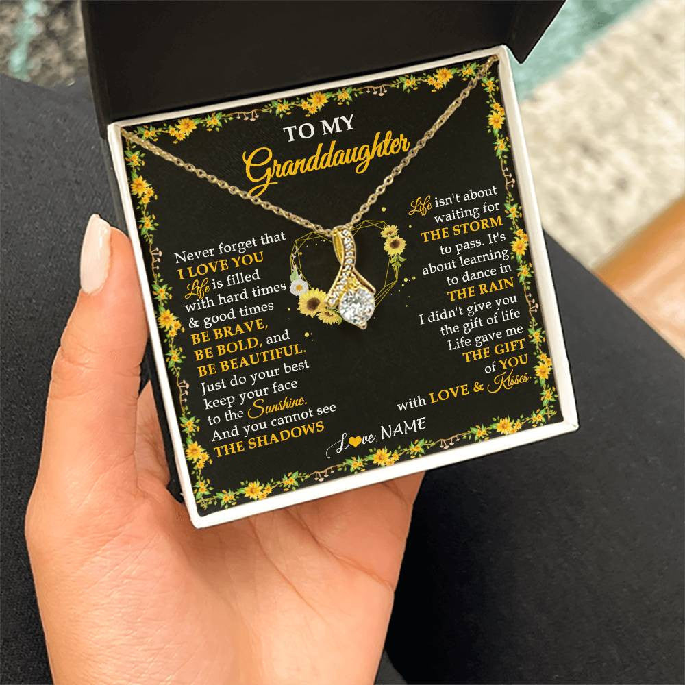 Personalized To My Granddaughter Necklace From Grandma Grandpa I Love You Sunflower Granddaughter Birthday Jewelry Christmas Customized Gift Box Message Card