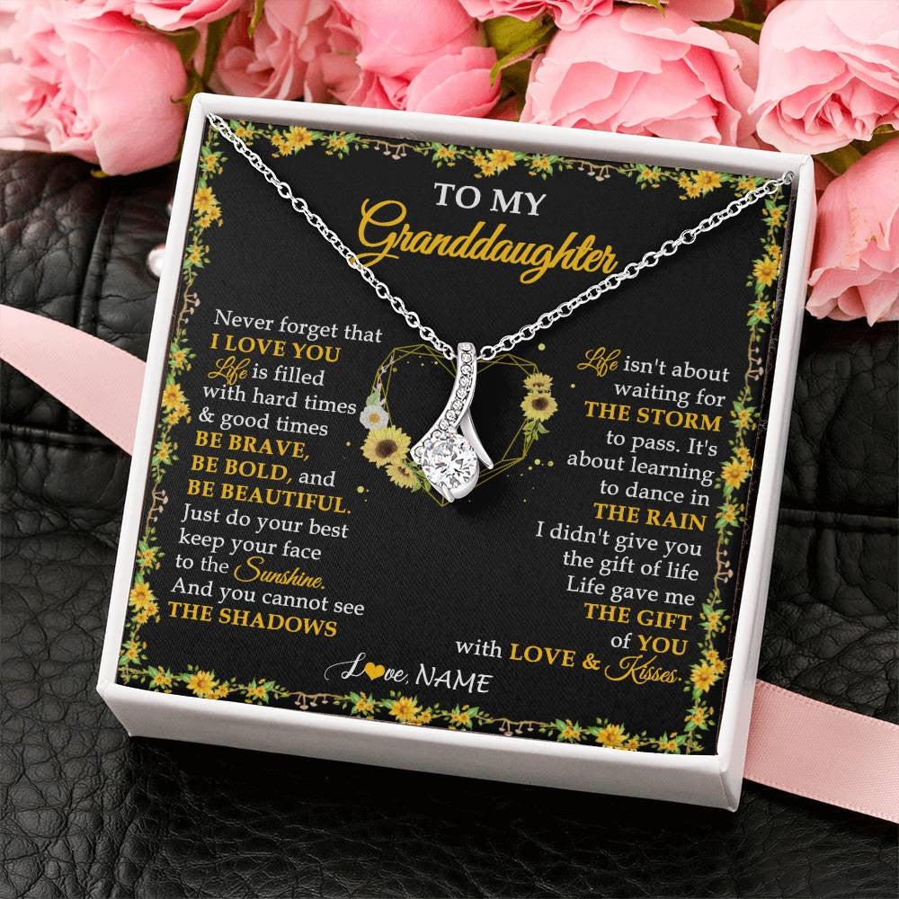 Personalized To My Granddaughter Necklace From Grandma Grandpa I Love You Sunflower Granddaughter Birthday Jewelry Christmas Customized Gift Box Message Card