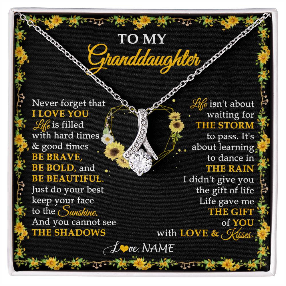 Personalized To My Granddaughter Necklace From Grandma Grandpa I Love You Sunflower Granddaughter Birthday Jewelry Christmas Customized Gift Box Message Card