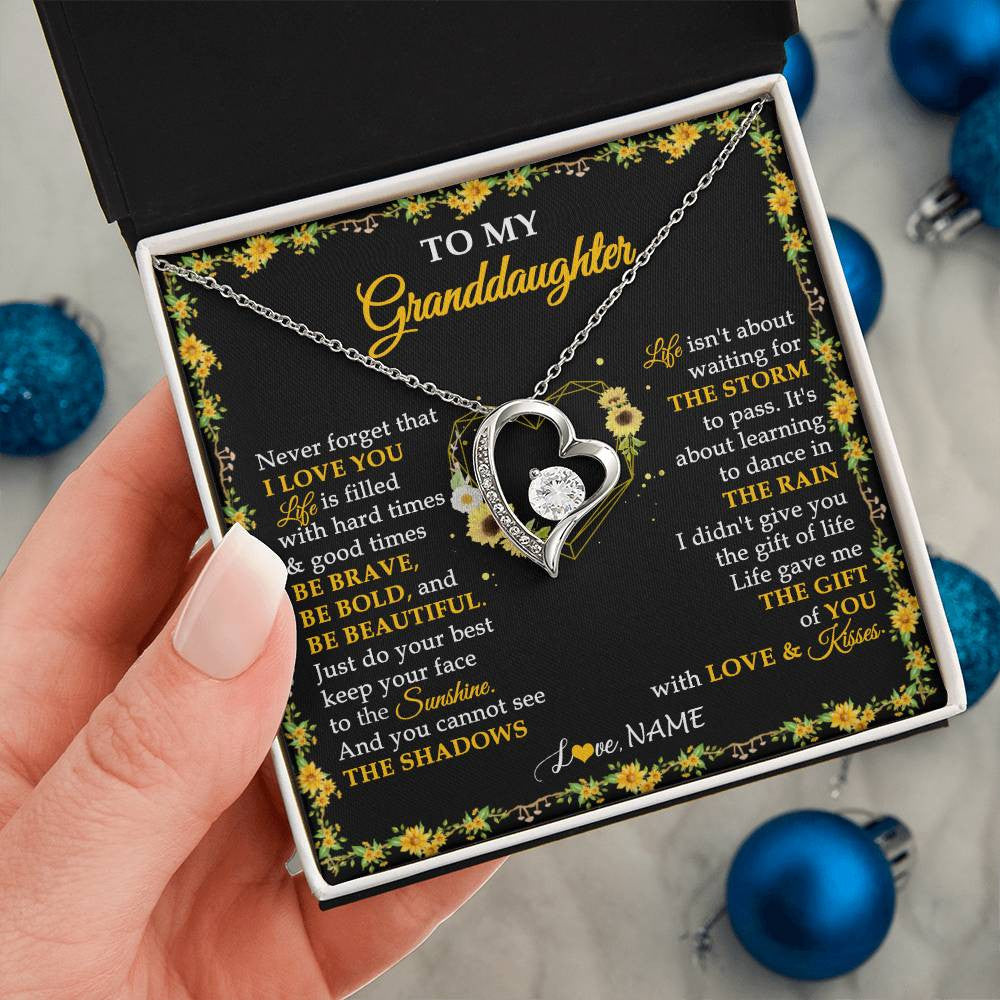 Personalized To My Granddaughter Necklace From Grandma Grandpa I Love You Sunflower Granddaughter Birthday Jewelry Christmas Customized Gift Box Message Card
