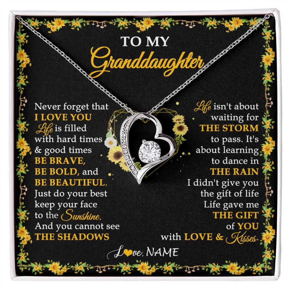 Personalized To My Granddaughter Necklace From Grandma Grandpa I Love You Sunflower Granddaughter Birthday Jewelry Christmas Customized Gift Box Message Card