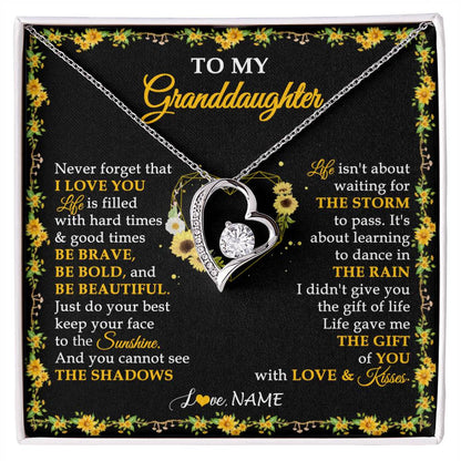 Personalized To My Granddaughter Necklace From Grandma Grandpa I Love You Sunflower Granddaughter Birthday Jewelry Christmas Customized Gift Box Message Card