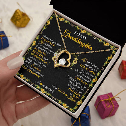 Personalized To My Granddaughter Necklace From Grandma Grandpa I Love You Sunflower Granddaughter Birthday Jewelry Christmas Customized Gift Box Message Card
