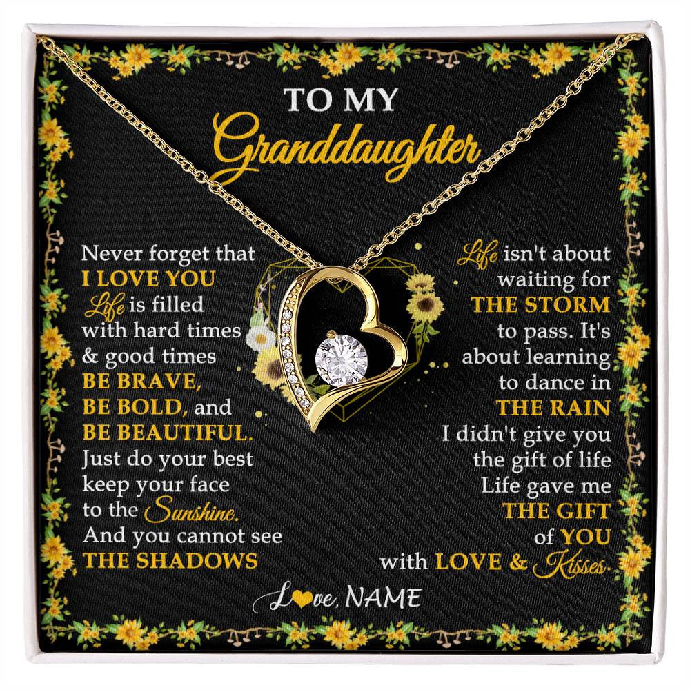 Personalized To My Granddaughter Necklace From Grandma Grandpa I Love You Sunflower Granddaughter Birthday Jewelry Christmas Customized Gift Box Message Card