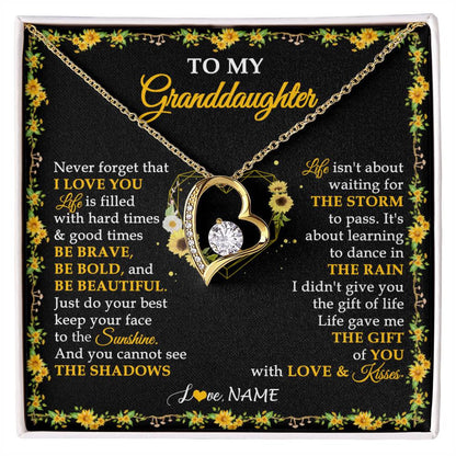Personalized To My Granddaughter Necklace From Grandma Grandpa I Love You Sunflower Granddaughter Birthday Jewelry Christmas Customized Gift Box Message Card