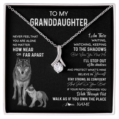 Personalized To My Granddaughter Necklace From Grandma Grandpa Never Feel You Are Alone Wolf Granddaughter Birthday Christmas Customized Gift Box Message Card