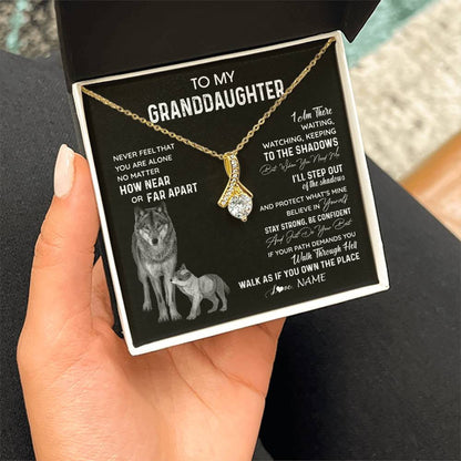 Personalized To My Granddaughter Necklace From Grandma Grandpa Never Feel You Are Alone Wolf Granddaughter Birthday Christmas Customized Gift Box Message Card