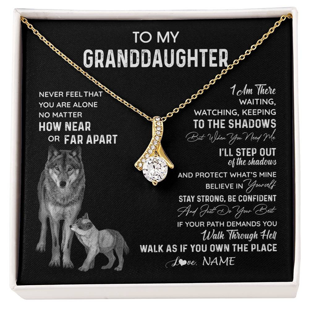 Personalized To My Granddaughter Necklace From Grandma Grandpa Never Feel You Are Alone Wolf Granddaughter Birthday Christmas Customized Gift Box Message Card