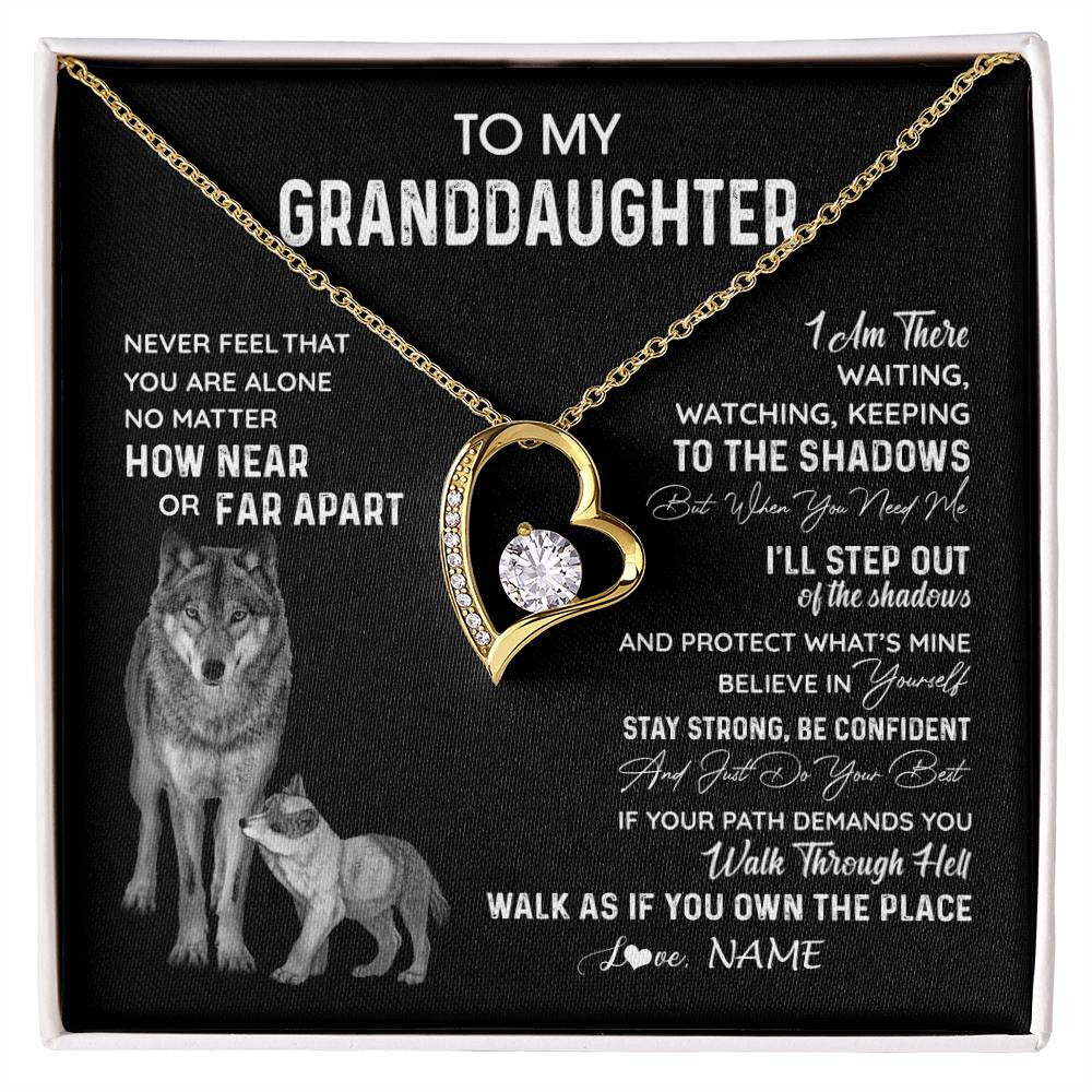 Personalized To My Granddaughter Necklace From Grandma Grandpa Never Feel You Are Alone Wolf Granddaughter Birthday Christmas Customized Gift Box Message Card