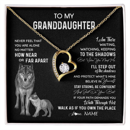 Personalized To My Granddaughter Necklace From Grandma Grandpa Never Feel You Are Alone Wolf Granddaughter Birthday Christmas Customized Gift Box Message Card