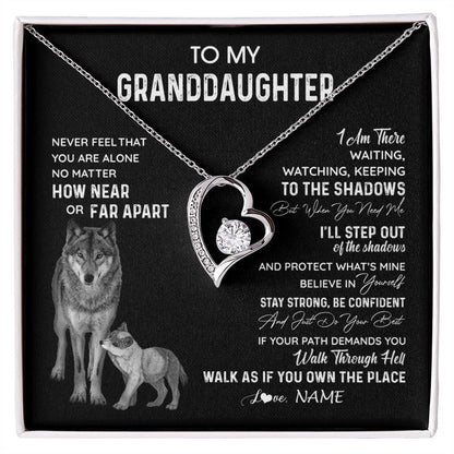 Personalized To My Granddaughter Necklace From Grandma Grandpa Never Feel You Are Alone Wolf Granddaughter Birthday Christmas Customized Gift Box Message Card