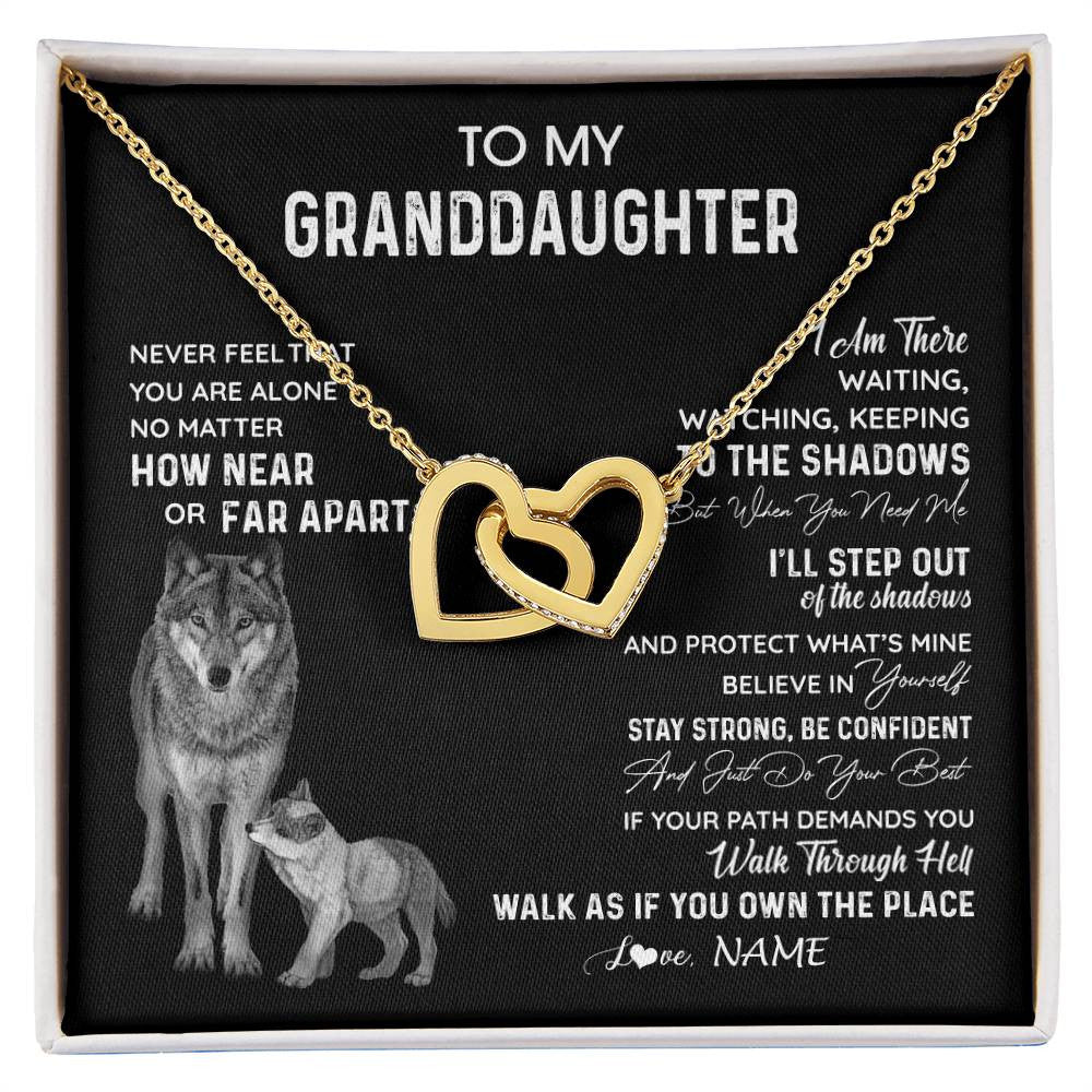 Personalized To My Granddaughter Necklace From Grandma Grandpa Never Feel You Are Alone Wolf Granddaughter Birthday Christmas Customized Gift Box Message Card